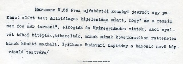 Részlet a A PIH Jogsegítő Irodáján 1920 májusában felvett jegyzőkönyvből (Forrás: MZSL )
